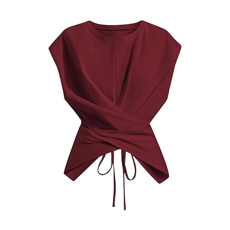Casual crossover wrap sleeveless top