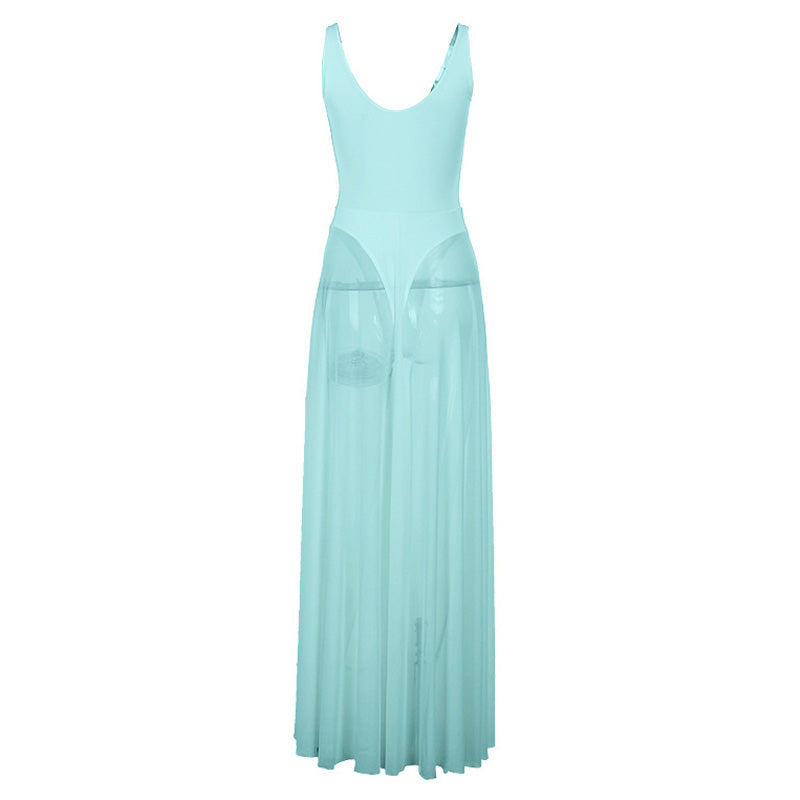 Metal Ring Mesh Long Dress