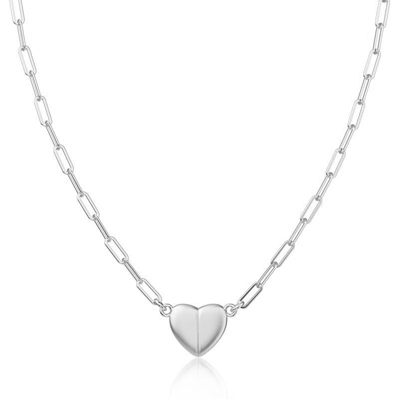 Heart Magnetic Clasp Paperclip Link Necklace