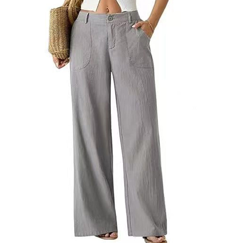 Casual high-waisted textured wide-leg pants
