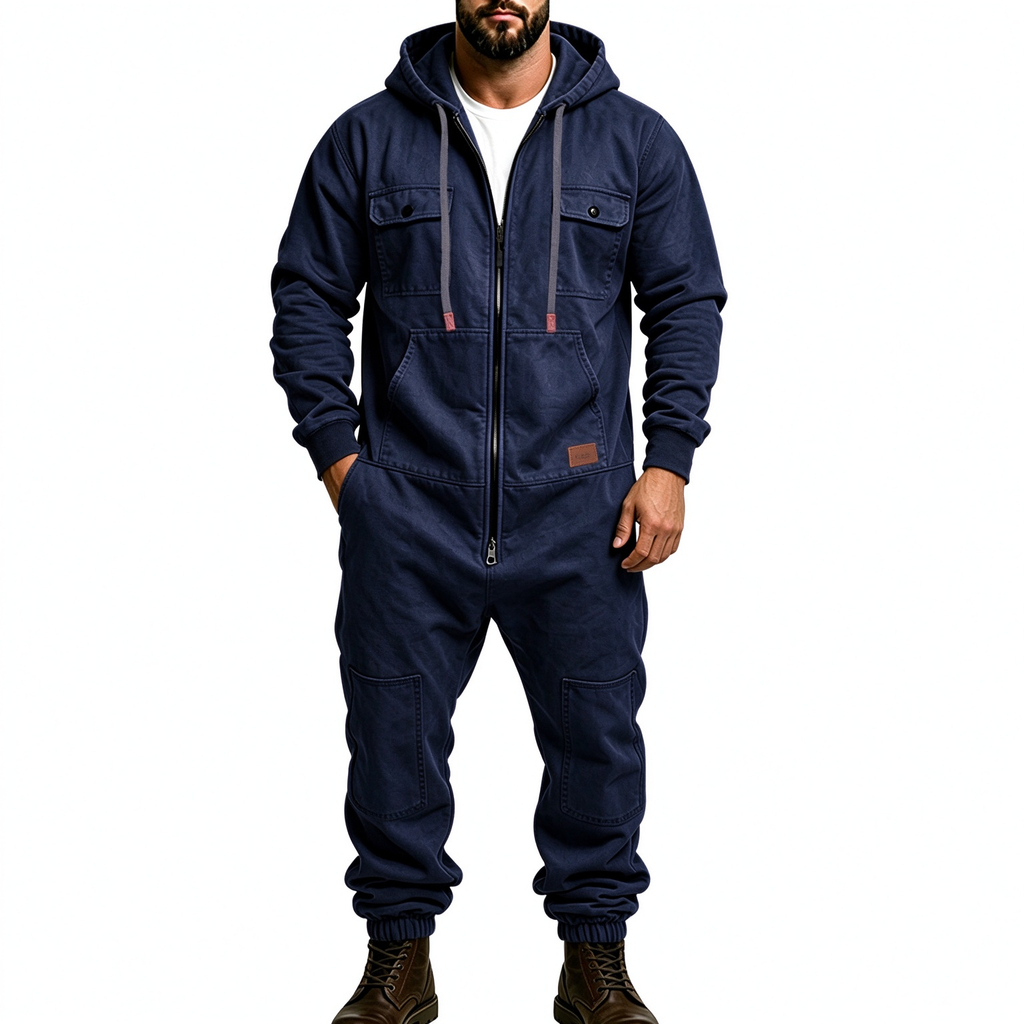 Fully zippered multi-pocket hip-hop jumpsuit