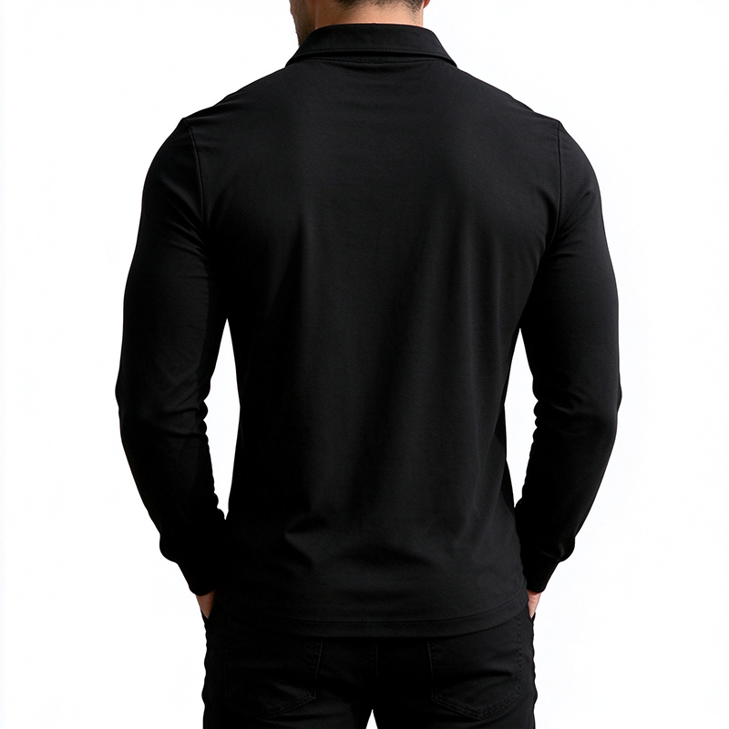 Mens Half Zip Gold Print Polo