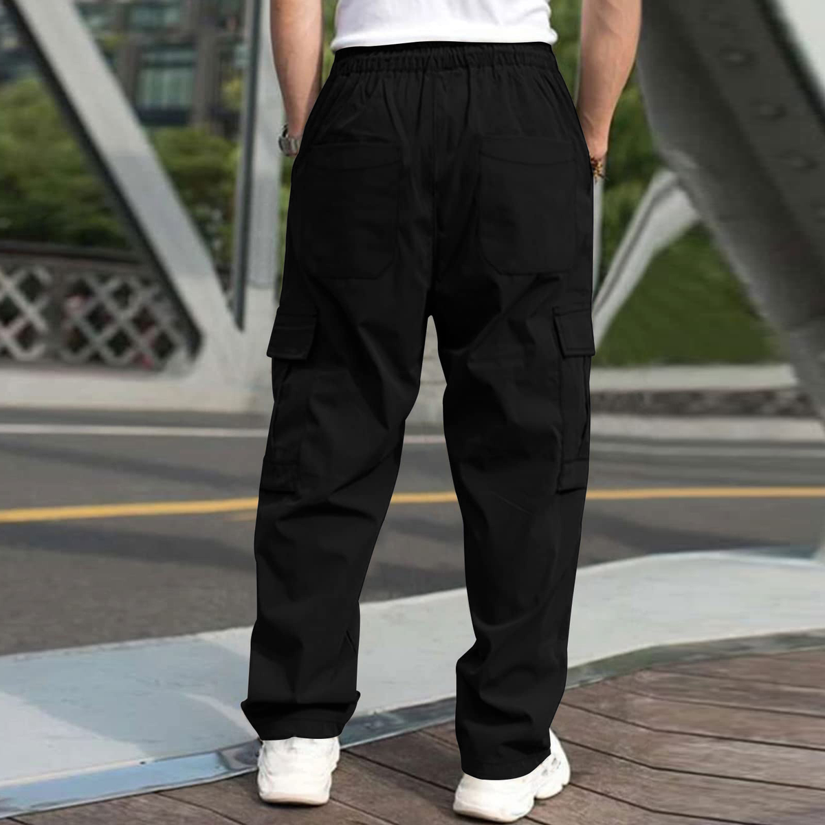 Men’s Elastic Waist Cargo Jogger Pants
