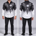 Black and white gradient skull print shirt