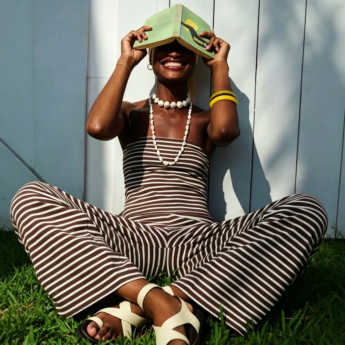 Striped Tube Top Wide Leg Pant Set