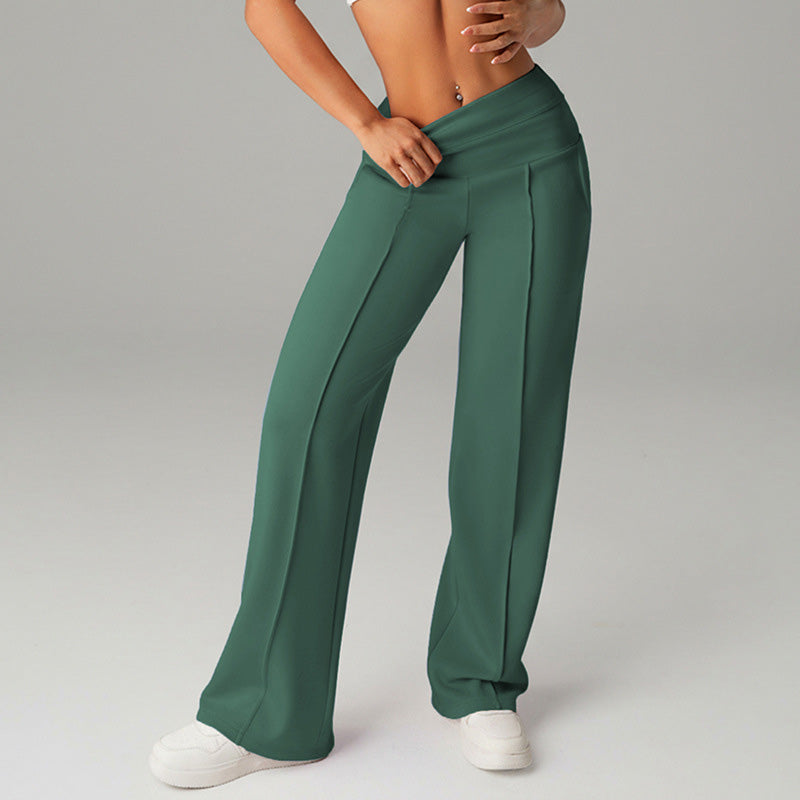 High-waisted wide-leg flared casual yoga pants