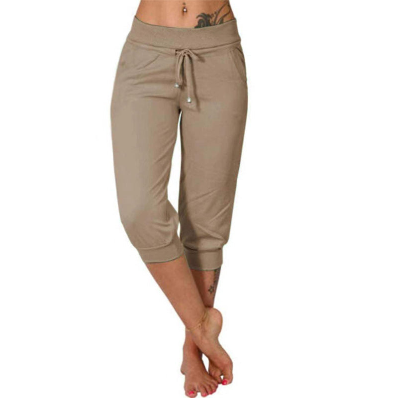 Casual drawstring pocket capri sweatpants