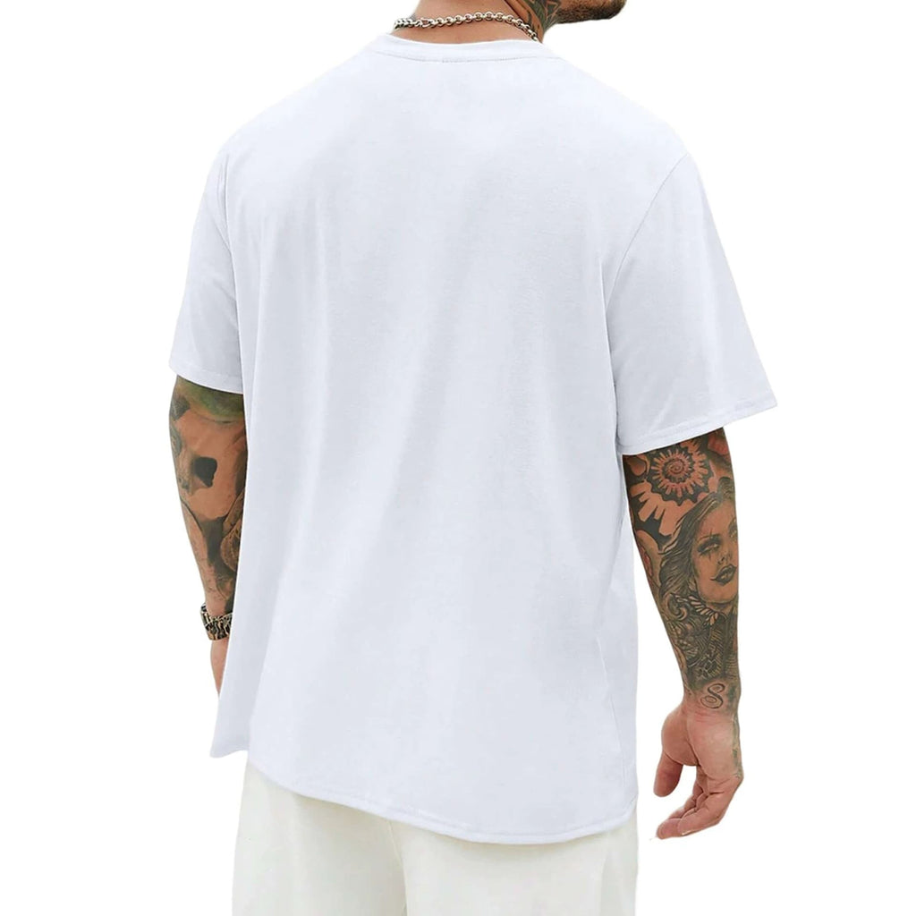 Men's pure cotton inspirational letter print crew neck short-sleeved shirt