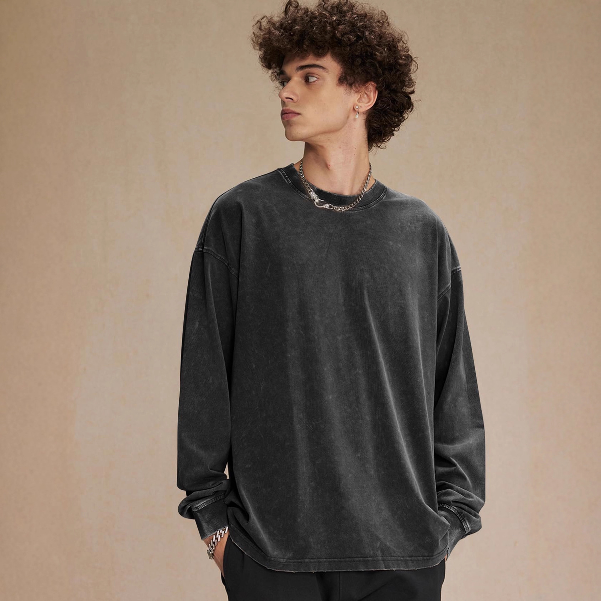 Vintage Wash Oversized Long Sleeve Tee