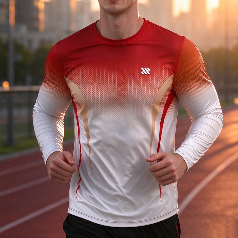 Men's Gradient Geometric Long Sleeve T-Shirt