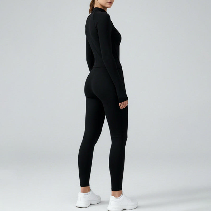 High-Neck Zippered Long-Sleeved Bodysuit
