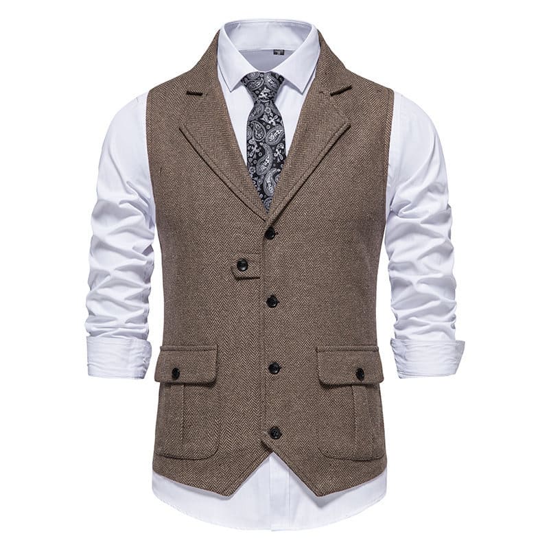 Men's Retro Lapel Vest Short Suit Vest