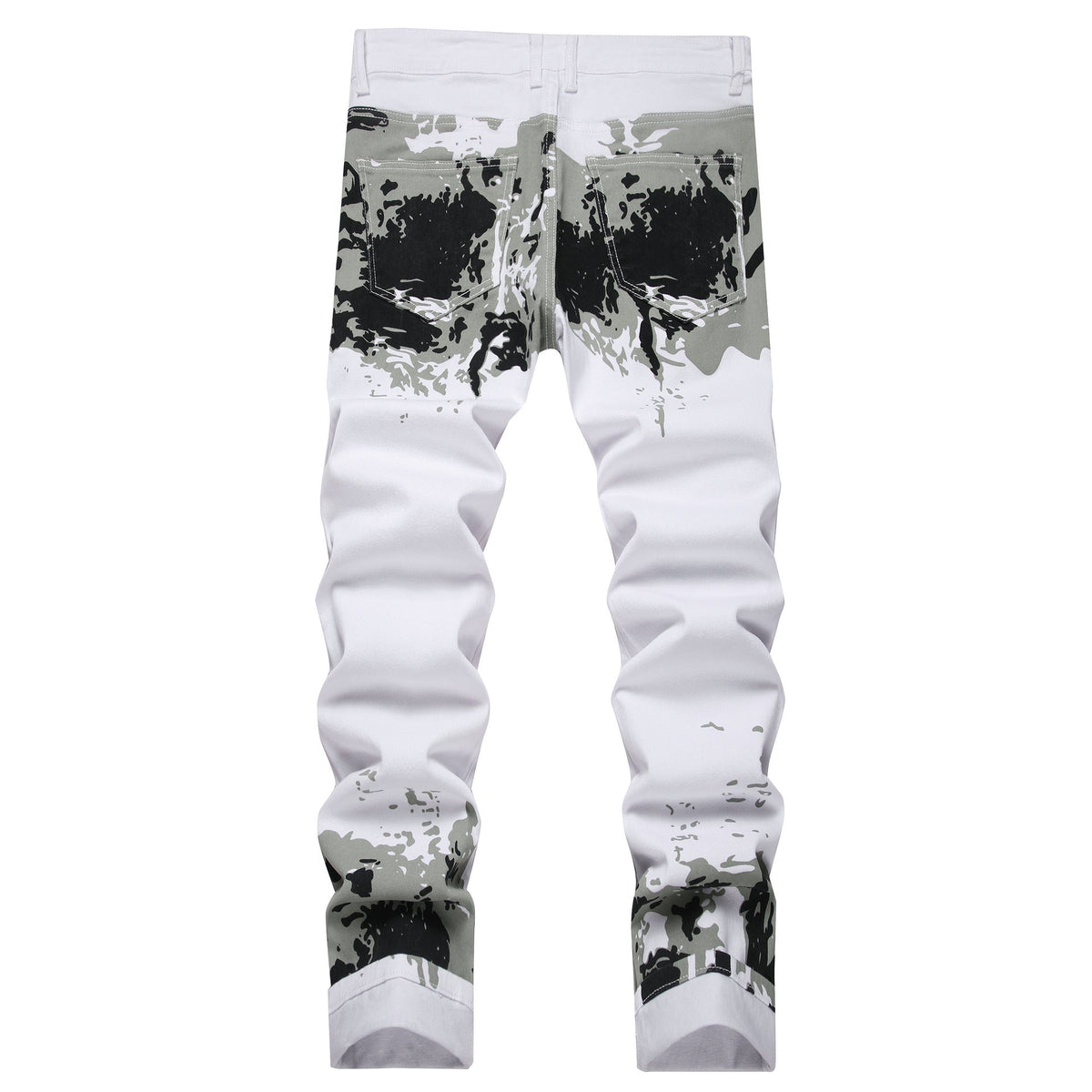 Men's Ink Splatter Camouflage Print Slim Fit Jeans