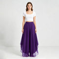 Irregular hem chiffon wide-leg pants