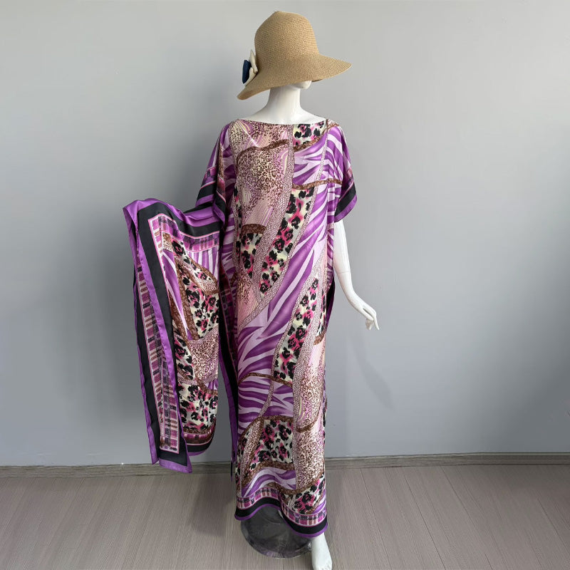 Satin Geometric Print Long Dress Set