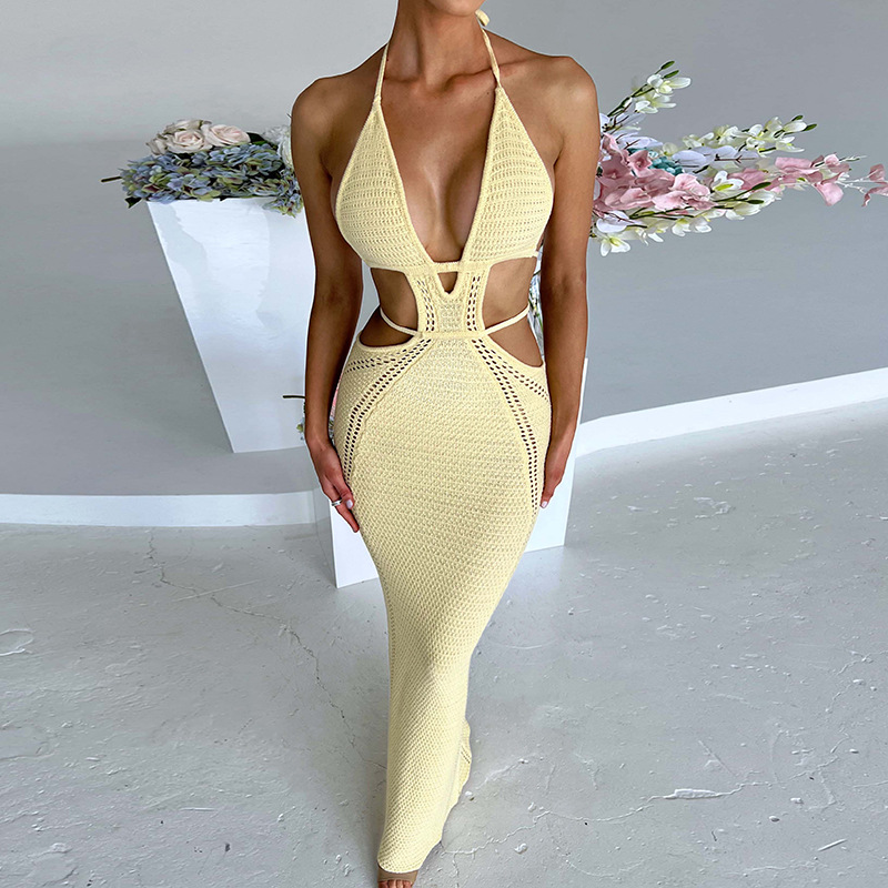 Halter Neck Cutout Knit Bodycon Mini Dress