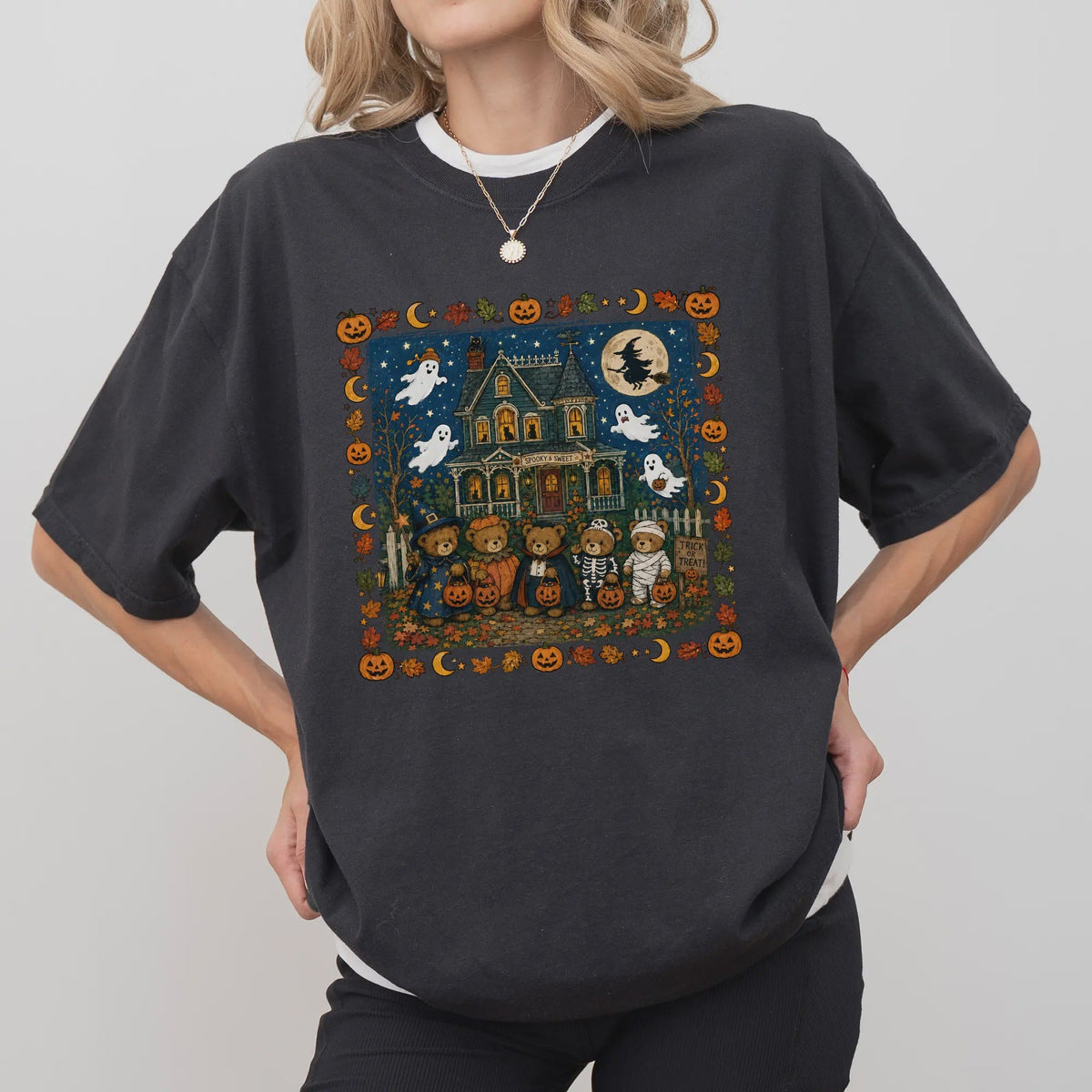 Retro Trick or Treat Bear Halloween T-shirt