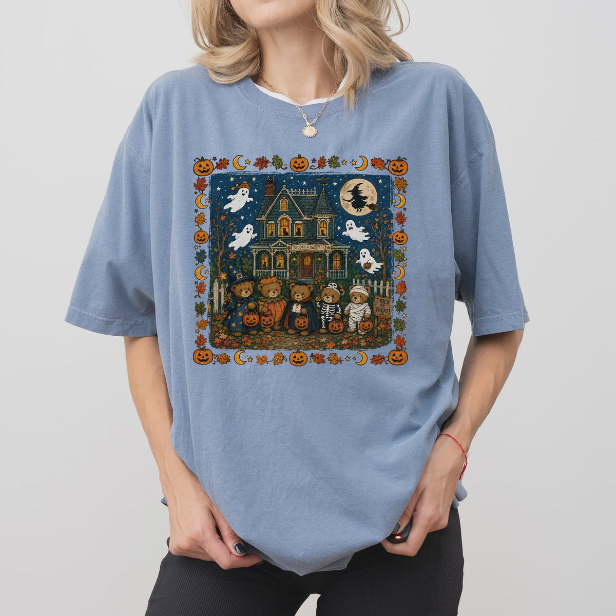 Retro Trick or Treat Bear Halloween T-shirt