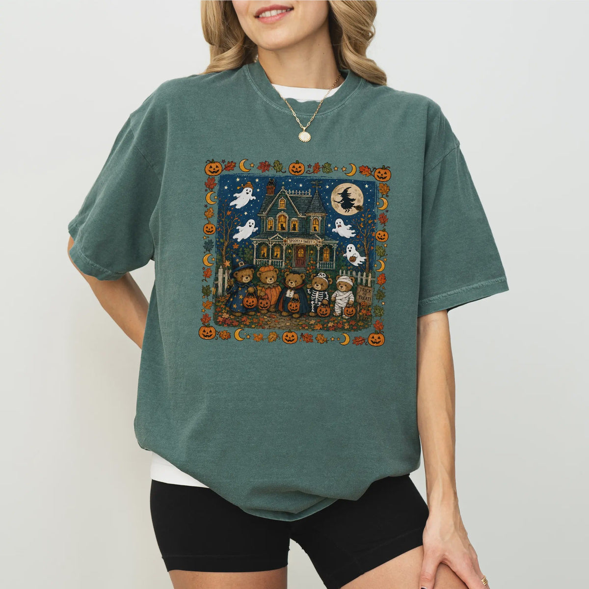 Retro Trick or Treat Bear Halloween T-shirt