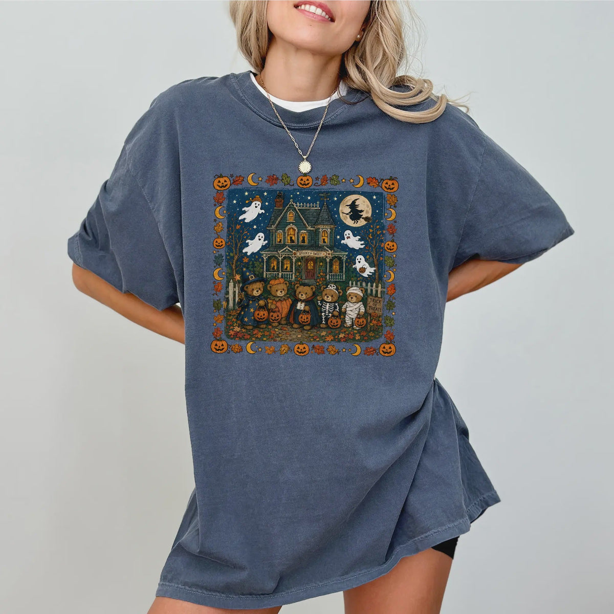 Retro Trick or Treat Bear Halloween T-shirt