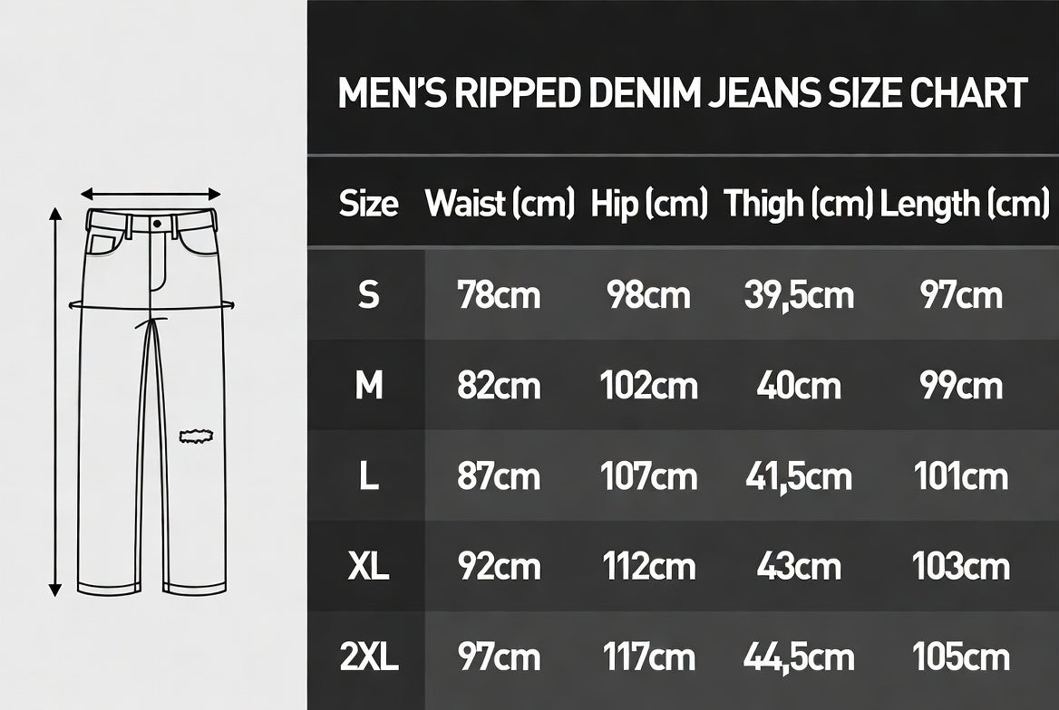 Men's zippered ripped washed high-street jeans