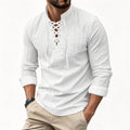 Men's Cotton Linen Henley Shirt