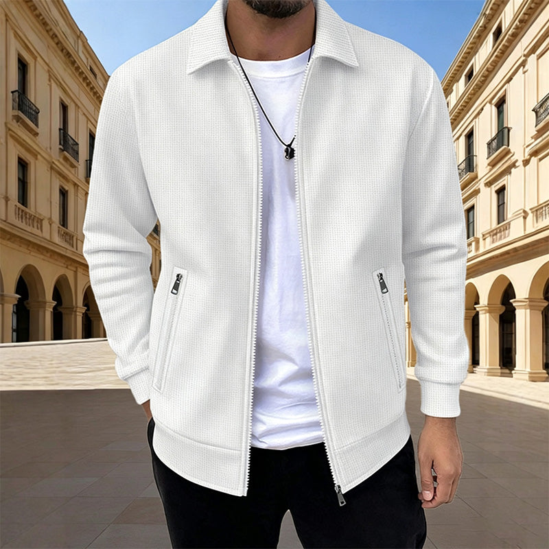 Men's solid-color collared jacket