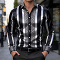 Men's Striped Polo Collar Shirt