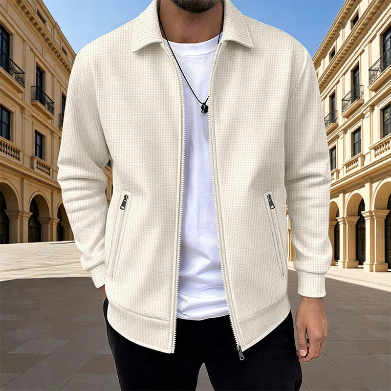 Men's solid-color collared jacket