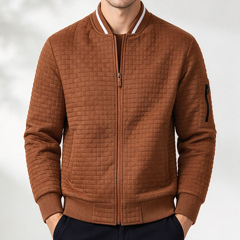 Men's Plaid Zip-Up Sweatshirt Jacket
