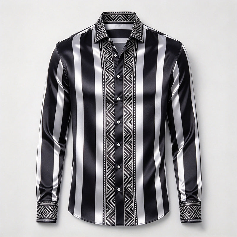 Men's Striped Polo Collar Shirt