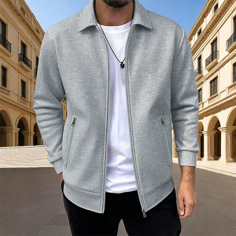 Men's solid-color collared jacket