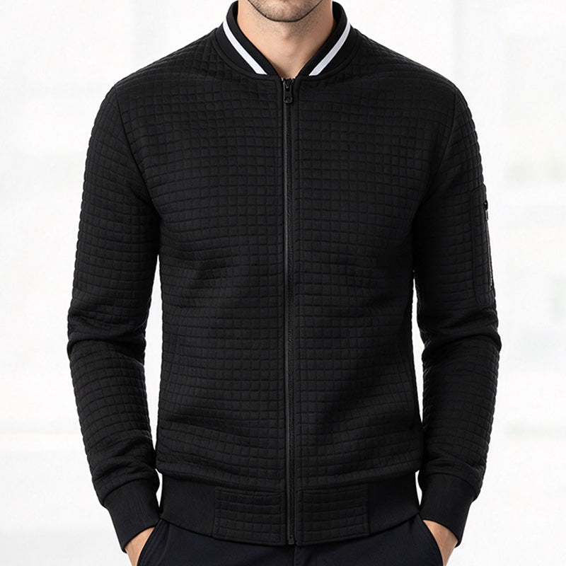 Men's Plaid Zip-Up Sweatshirt Jacket