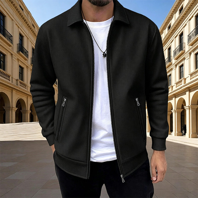 Men's solid-color collared jacket