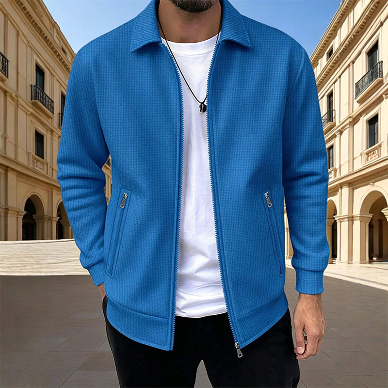 Men's solid-color collared jacket