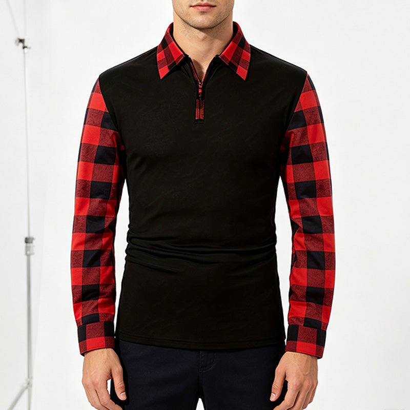 Men's Long-Sleeve Flannel Polo Shirt