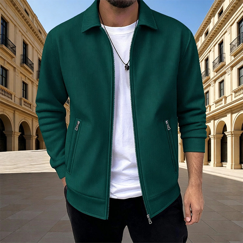 Men's solid-color collared jacket