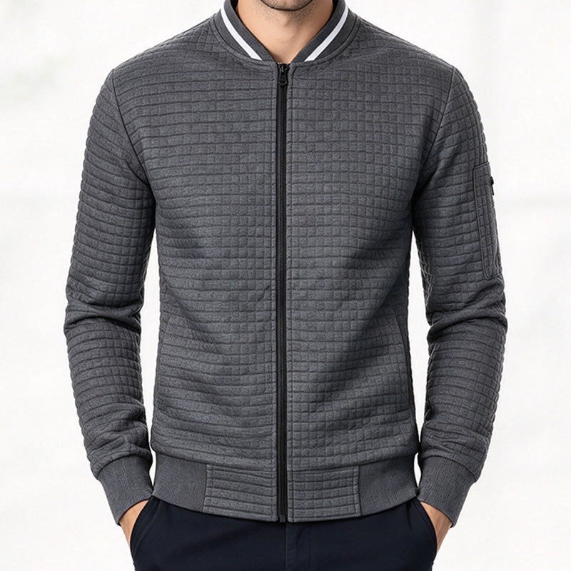 Men's Plaid Zip-Up Sweatshirt Jacket