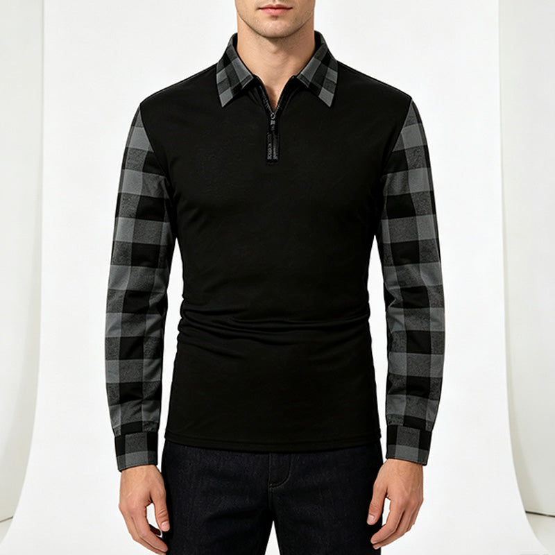 Men's Long-Sleeve Flannel Polo Shirt