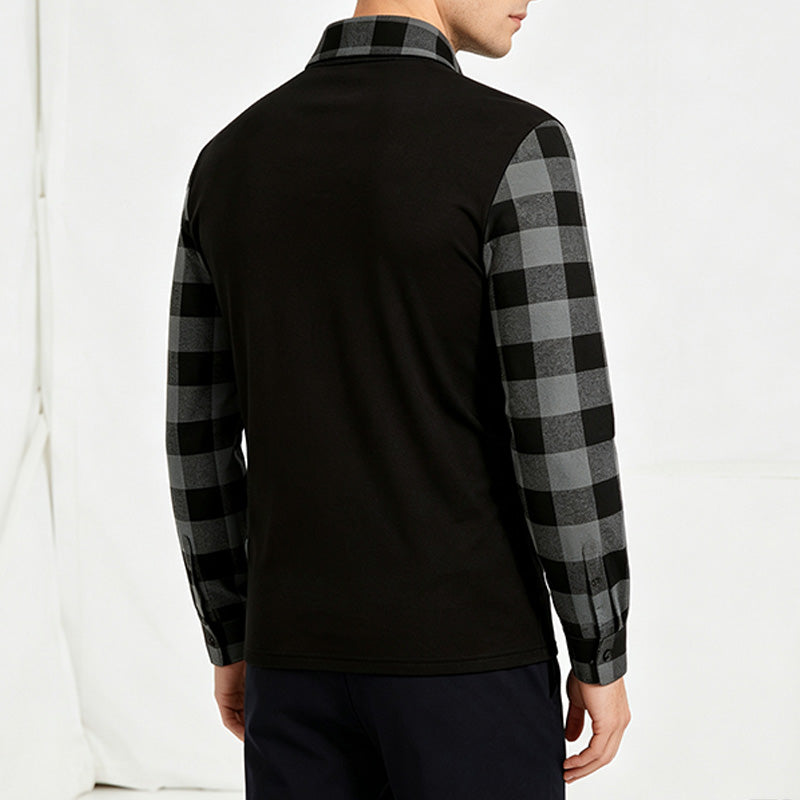 Men's Long-Sleeve Flannel Polo Shirt