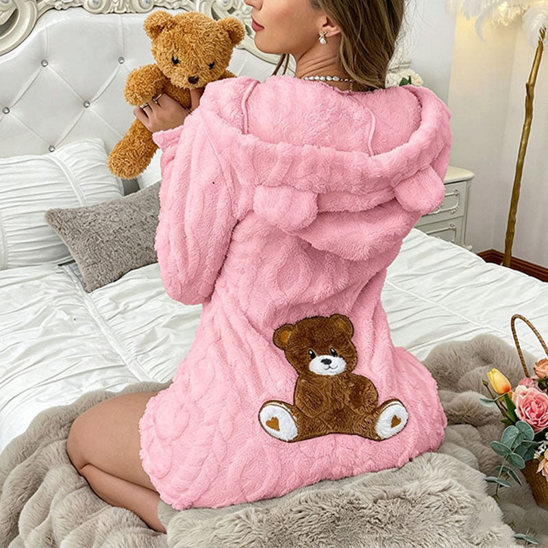 Cute bear pattern plush romper loungewear