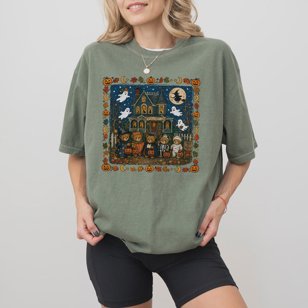 Retro Trick or Treat Bear Halloween T-shirt