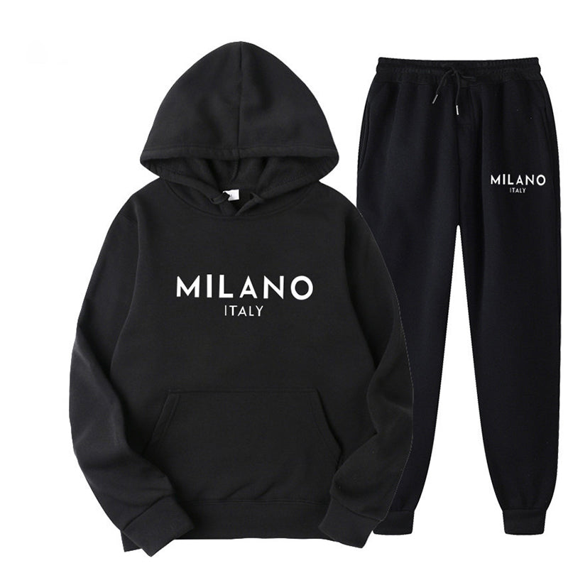 Men's Stylish Printed Hooded Tracksuit Set