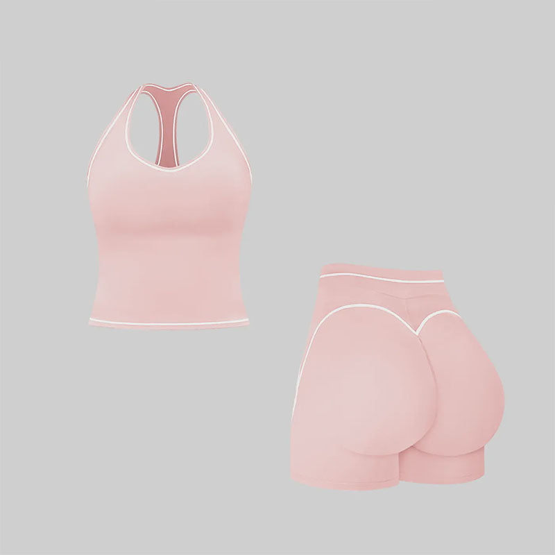 H-Back Sports Top and Shorts Fitness Set