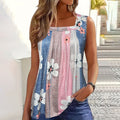 Casual Square Neck Sleeveless Printed Top