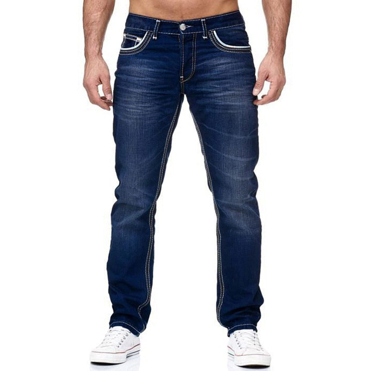 Men's High Elastic Double-Line Jeans