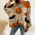 Halloween-print cut-out long-sleeve top