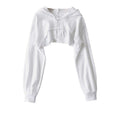 Street-style long-sleeve asymmetrical cropped top