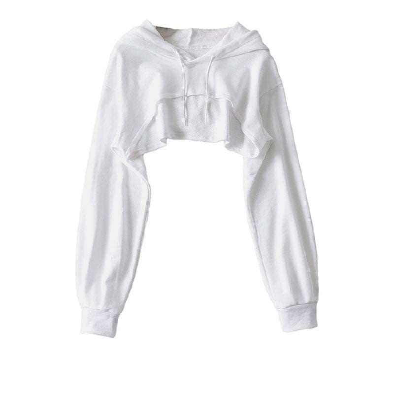 Street-style long-sleeve asymmetrical cropped top