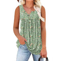 Button-down V-neck floral sleeveless top